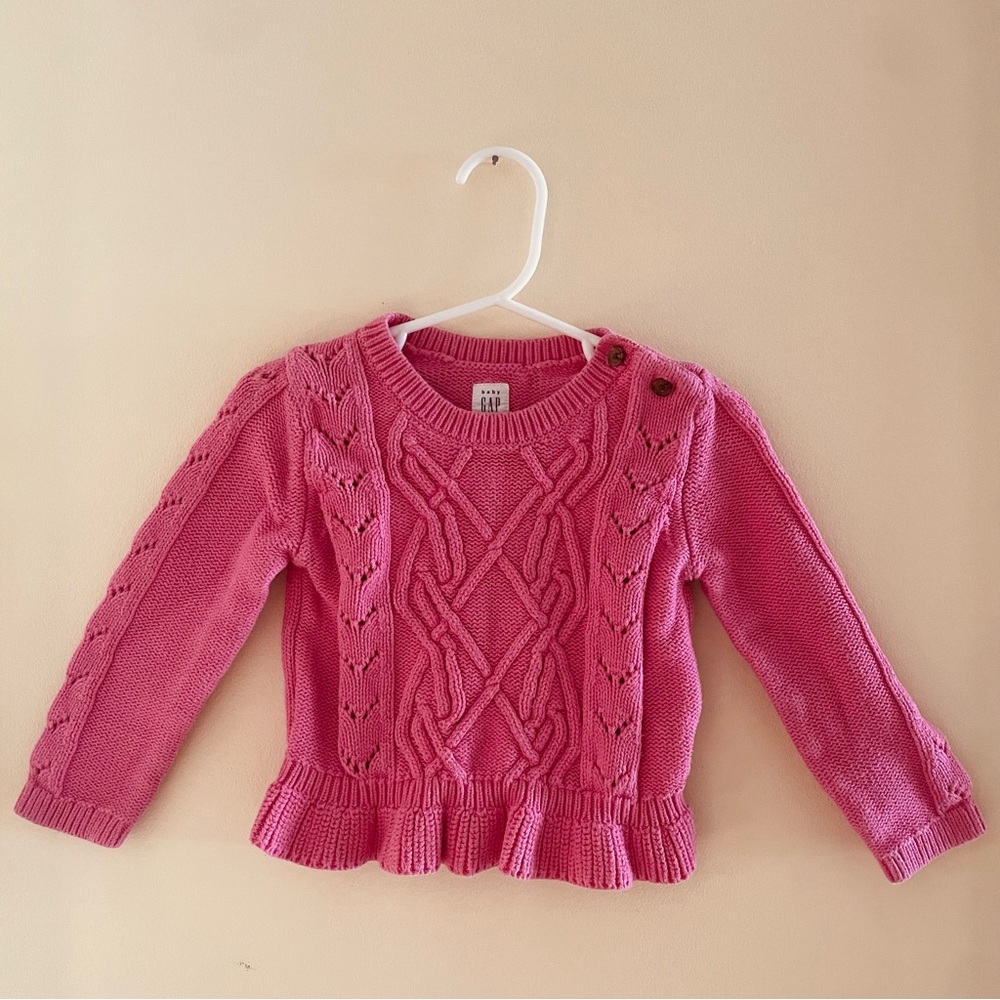 Baby Gap 18-24m 100% cotton pink cable knit sweater